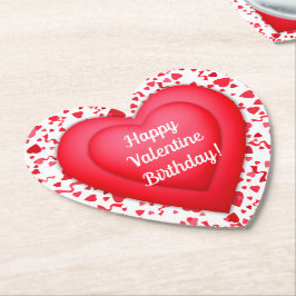 Valentine Birthday Red Confetti Heart Personlig Underlägg Papper