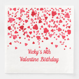 Valentine Birthday Red Confetti Hearts Pappersservett