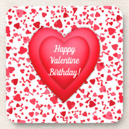 Valentine Birthday Red Confetti Hearts Underlägg