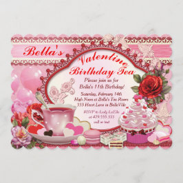 Valentine Birthday Tea Party Inbjudningar