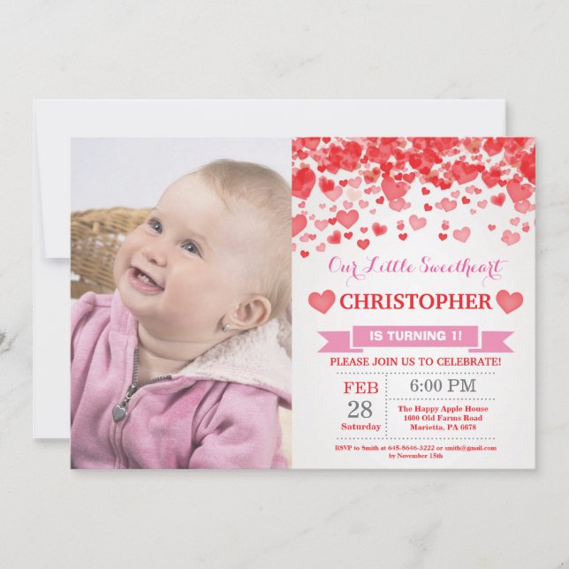 Valentine Birthday Vår lilla älskling Inbjudningar (Framsida)