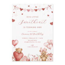 Valentine Björn Lilla Sötnos Födelsedagsinbjudan