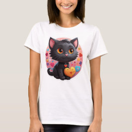 Valentine Black Kitten T Shirt
