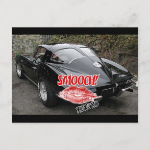 Valentine Black Split Window Corvette Classic Helg Vykort