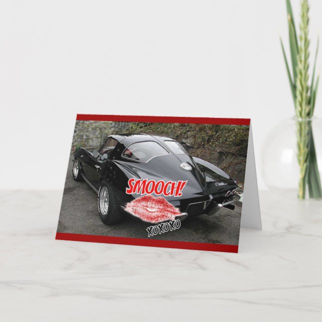 Valentine Black Split Window Corvette Classic Helgkort (Framsida)