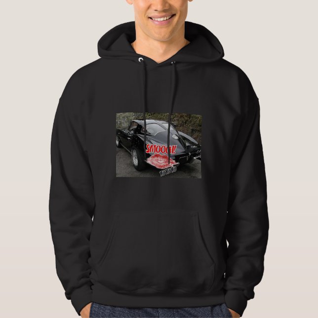 Valentine Black Split Window Corvette Classic Hoodie (Framsida)