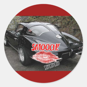 Valentine Black Split Window Corvette Classic Runt Klistermärke