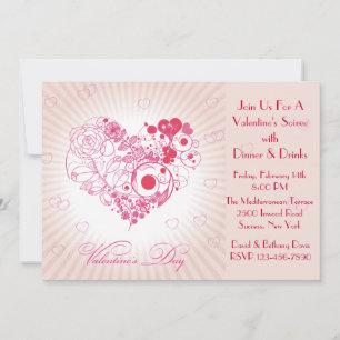 Valentine Blommigt Heart-inbjudan Inbjudningar