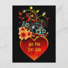 Valentine Blommigt Heart Kärlek vykort