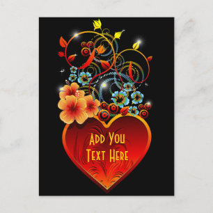 Valentine Blommigt Heart Kärlek vykort