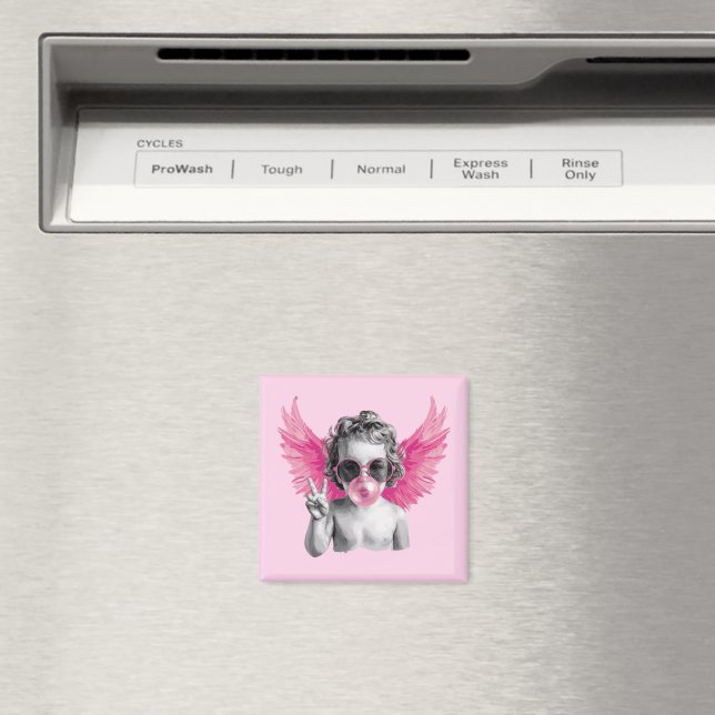 Valentine Blowing Bubble Cupid Valentines day Magnet (In Situ (Dishwasher))