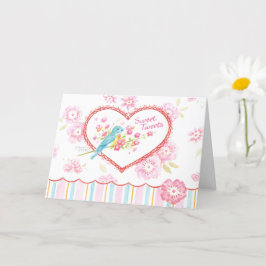 Valentine Blue Bird Sweet Tweets Bright Wishes Kort