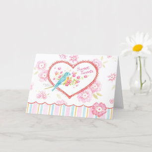 Valentine Blue Bird Sweet Tweets Bright Wishes Kort