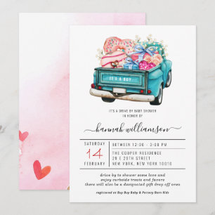 Valentine Blue Lastbil Enhet-by-babyvisningsprog Inbjudningar