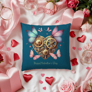 Valentine Blue Lila Butterfly Steampunk Heart Kudde