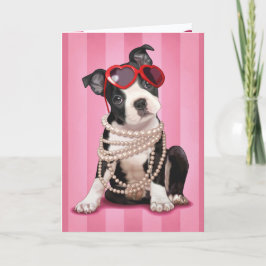 Valentine Boston Terrier Helgkort