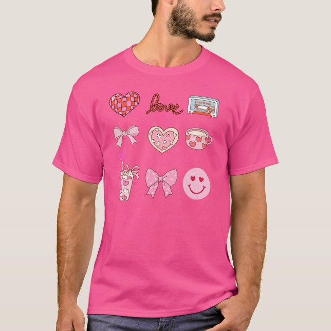 Valentine Bow Heart Coffee T Shirt (Framsida)