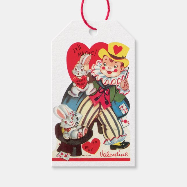 Valentine Boy med Rabbit Heart Presentetikett (Framsidan)
