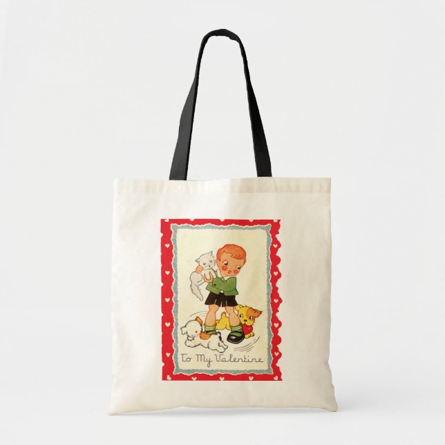 Valentine, Boy, Puppy, Kitten Tygkasse (Framsidan)