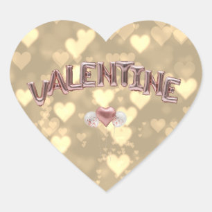 Valentine Brev Balloons Bokeh Hearts Hjärtformat Klistermärke