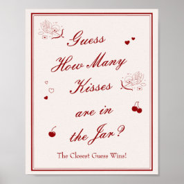  Valentine Bridal Shower Guess How Many Kisses Poster