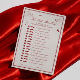 Valentine Bridal Shower He Said She Said Game Card Inbjudningar