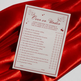 Valentine Bridal Shower Over or Under Game Card Inbjudningar