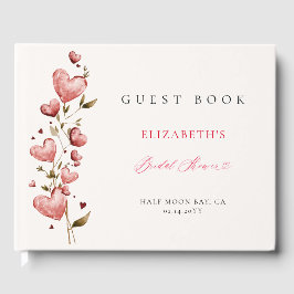 Valentine Bridal Shower Whimsical Hearts Botanical Gästböcker