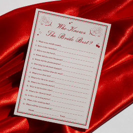 Valentine Bridal Shower Who Knows Bride Best Card Inbjudningar