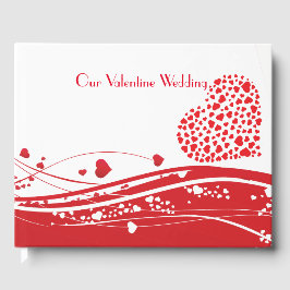 Valentine Bröllop Red White Hearts Gästböcker