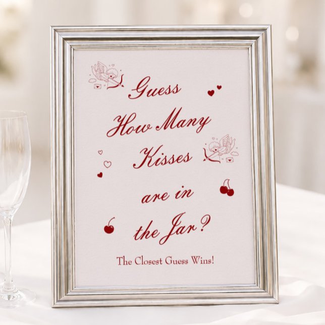 Valentine Bröllopsdusch Gissa Hur Många Kyssar Poster (Skapare uppladdad)