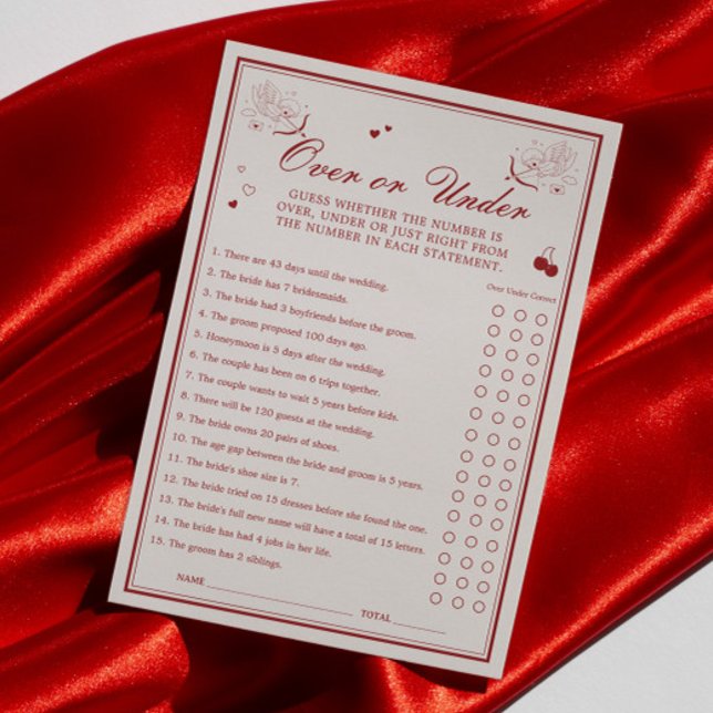 Valentine Bröllopsdusch Över eller Under Spelkort Inbjudningar (Skapare uppladdad)