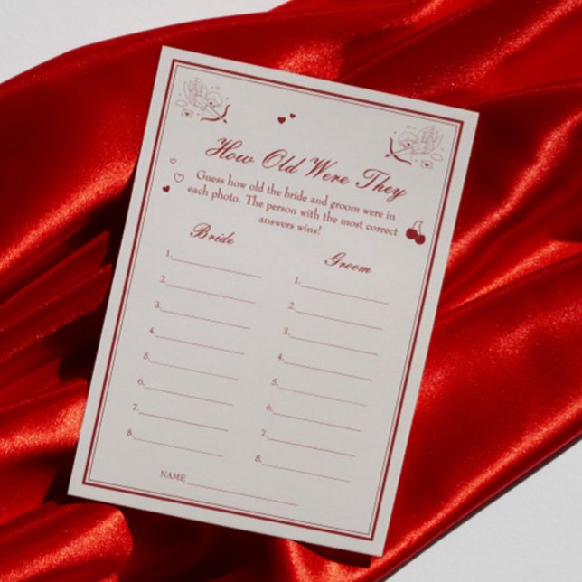 Valentine Bröllopsfest Gissa Ålder Spelkort Inbjudningar (Skapare uppladdad)