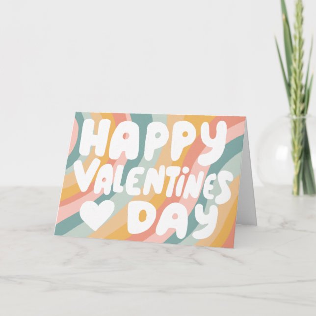 Valentine Bubble Brev Pastel Rainbow Rand Kort (Framsida)