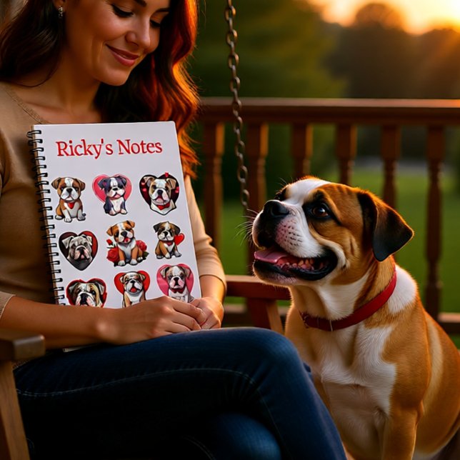 Valentine Bulldog personlig Anteckningsbok (Valentine Bulldog Love Personalized Cute Dog Notebook)