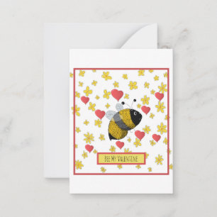 Valentine Bumblebee Daisy Rosa Heart Cute Anteckningskort