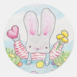 Valentine Bunny-dekalett Runt Klistermärke