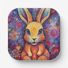 Valentine Bunny Flowers hjärtan lila