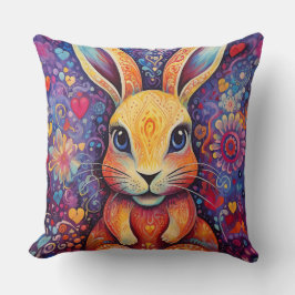 Valentine Bunny Flowers hjärtan lila Kudde