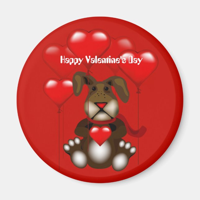Valentine Bunny Heart Balloons Anpassningsbar Magn Magnet (Framsidan)