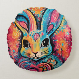 Valentine Bunny Positive Vibes hjärtan Rund Kudde