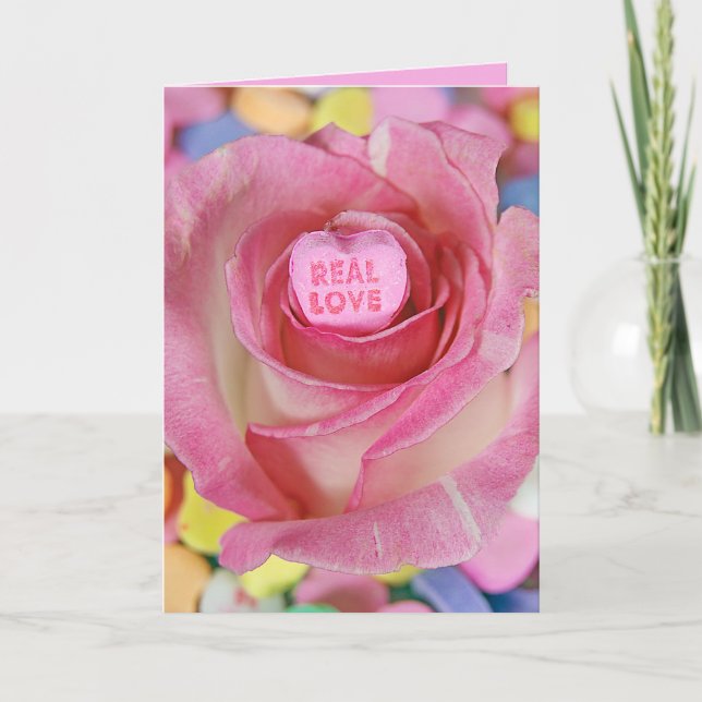 Valentine candy Baby i rosa ros Kort (Framsida)
