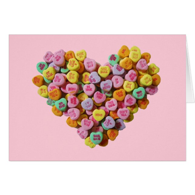 Valentine Candy Hearts Heart Hälsningskort (Framsidan Horizontal)