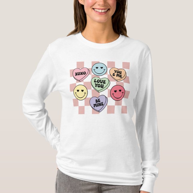 Valentine Candy Hearts Shirt, Conversation Heart T Shirt (Framsida)
