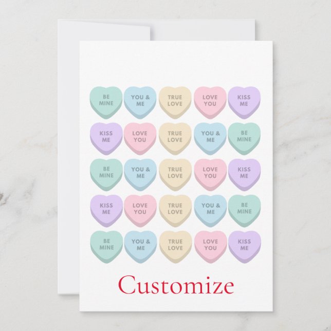 Valentine Candy Hearts Thunder_Cove Inbjudningar (Framsida)