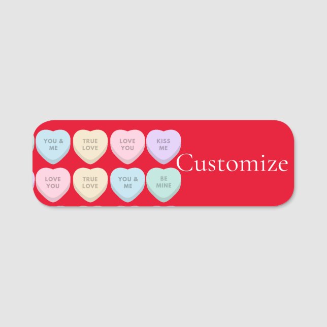 Valentine Candy Hearts Thunder_Cove Namnbricka (Framsida)