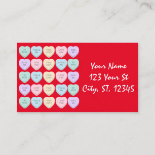Valentine Candy Hearts Thunder_Cove Visitkort