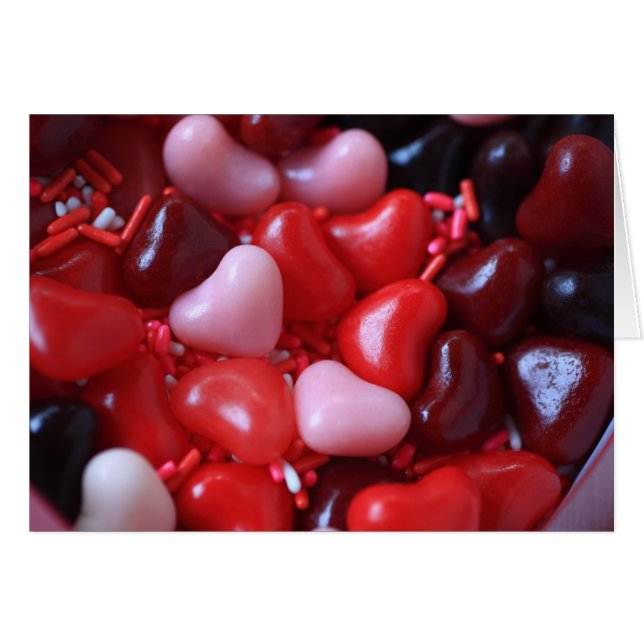 Valentine candy-hjärtan hälsningskort (Framsidan Horizontal)