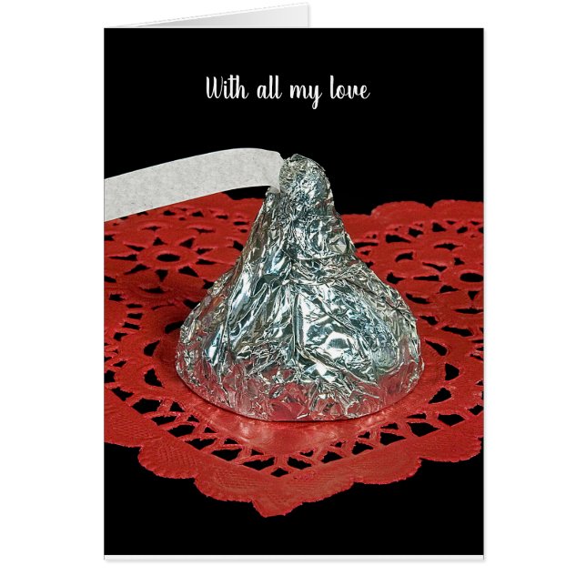 Valentine Candy Kiss på hjärtat Hälsningskort (Framsidan)