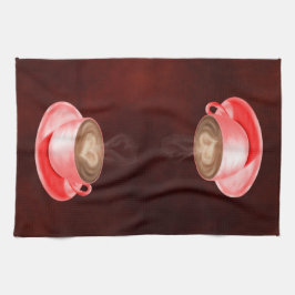 Valentine Cappuccino Art Heart Kökshandduk